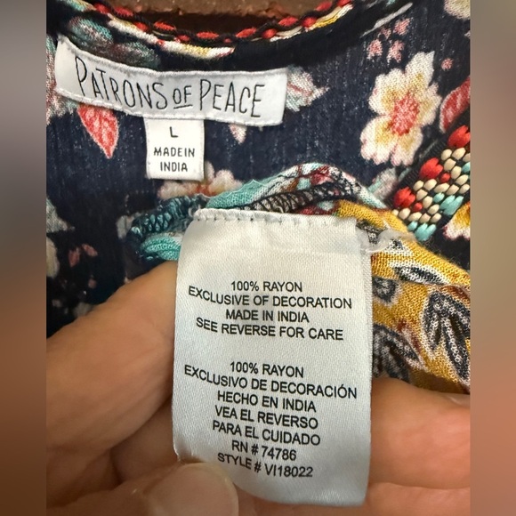 Patrons of Peace Multicolor high low Floral Blouse Size L - Picture 7 of 7